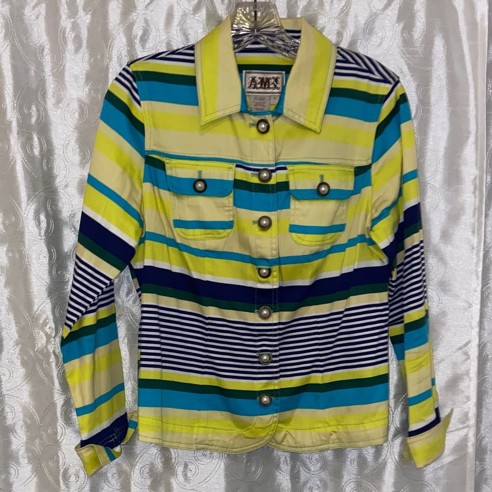 AMX Striped Button-Up Shirt Women’s Size Small 🔥 YB8